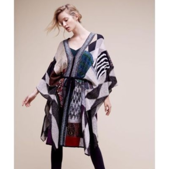 NWT Caroline Patchwork Poncho By Cecilia Prado for Anthropologie - autumn shawl - Picture 3 of 8